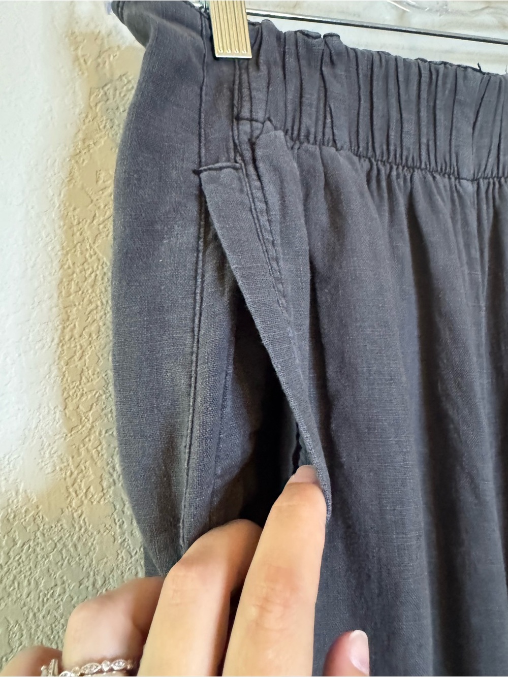 Free People Day's End Linen Wide Leg Pull-On Pants Charcoal Grey - Picture 10 of 14